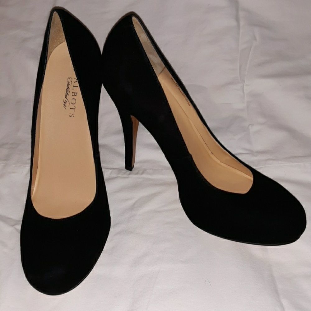 Talbots Black Suede Pumps Heels 10B Like New